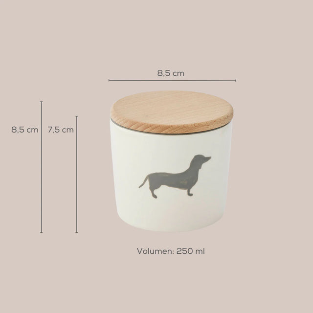 Présentation du volume de la boîte à biscuits pour chien
