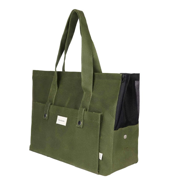 Présentation de diagonale du sac de transport pour chien kaki