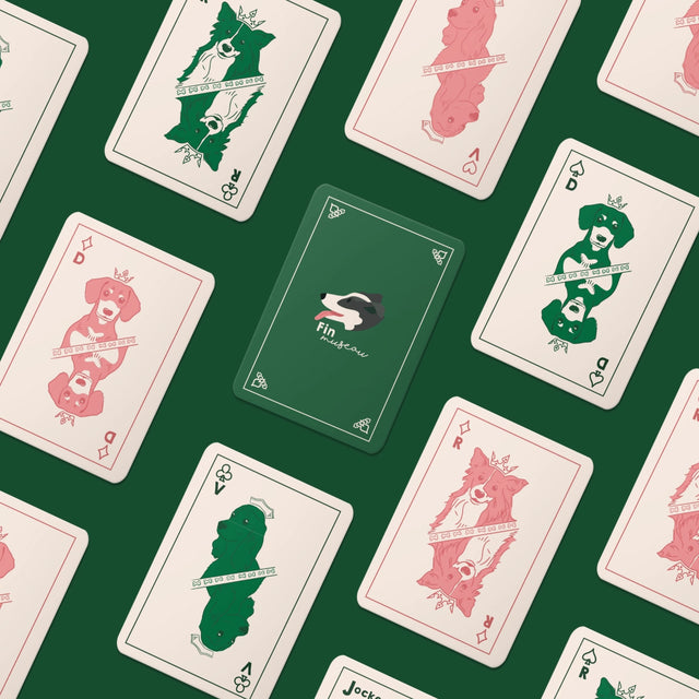 Présentation graphique du jeu de cartes avec illustration chiens