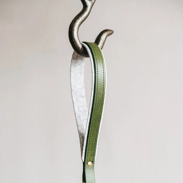 Laisse courte vert pour chien band and roll zoom sur la poignée