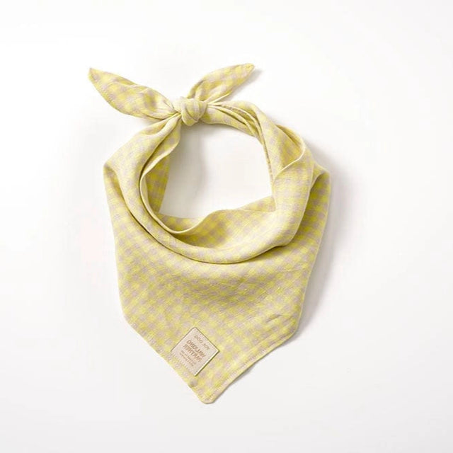 Bandana jaune citron pour chien sur fond neutre