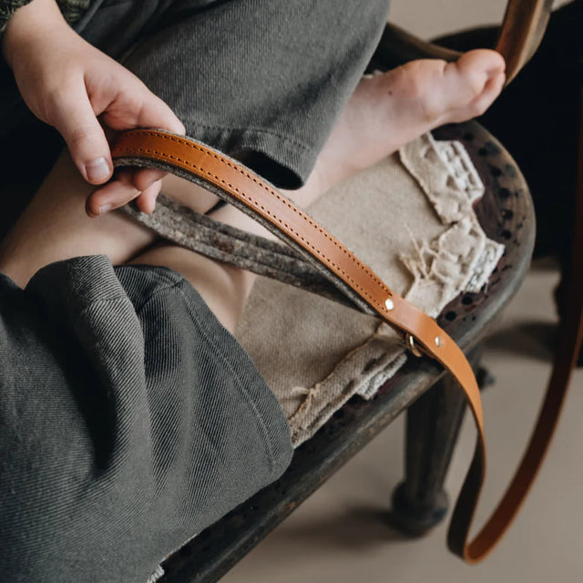 Laisse courte pour chien zoomé sur la main