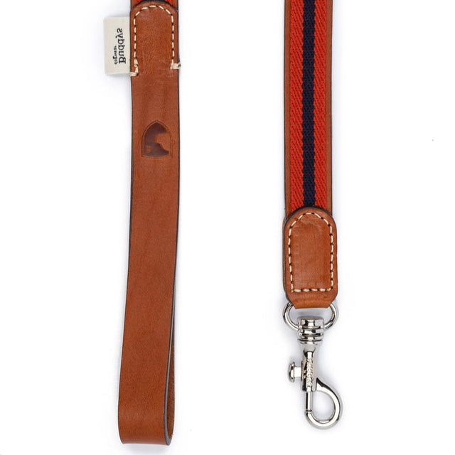 Laisse rouge en cuir et en coton sur fond neutre