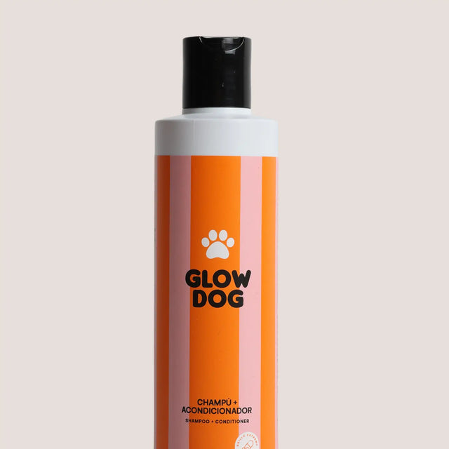 Présentation de l'huile moussante de shampoing pour chien sur fond neutre